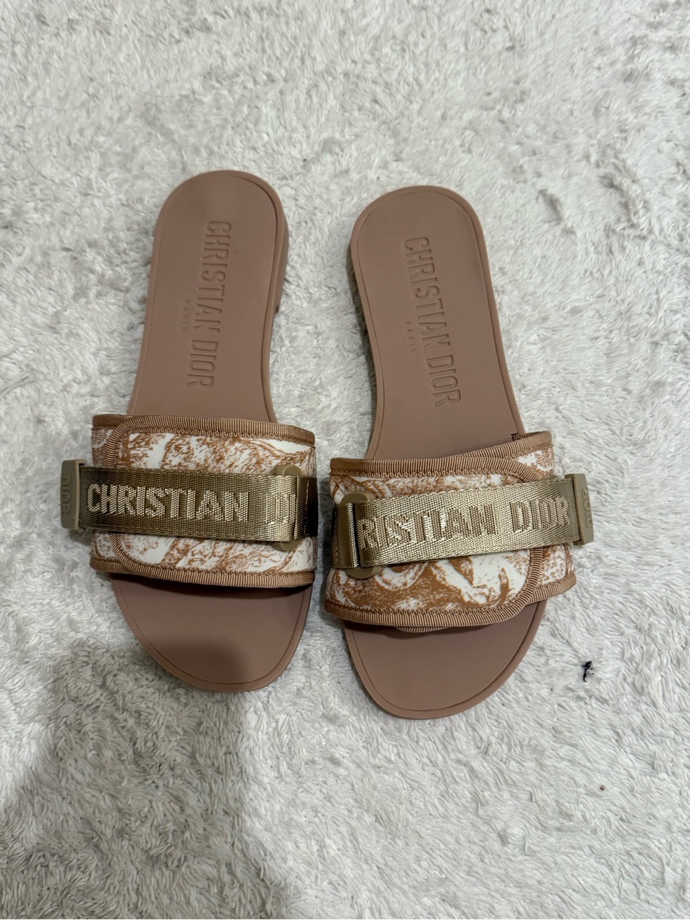 Size 37 Dior Et Toile Slide Sandals